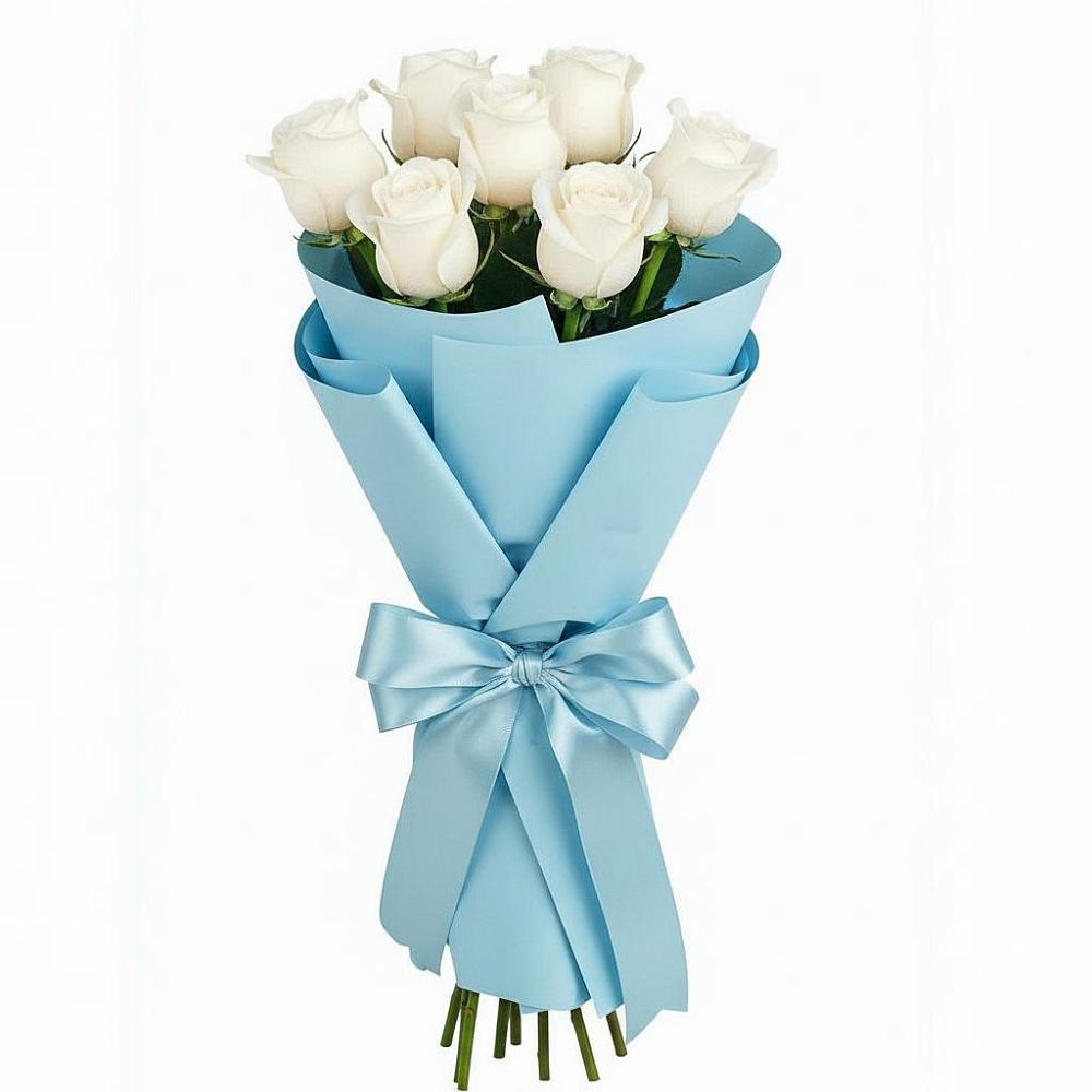 Букет 7 белых роз Проуд в Приобье