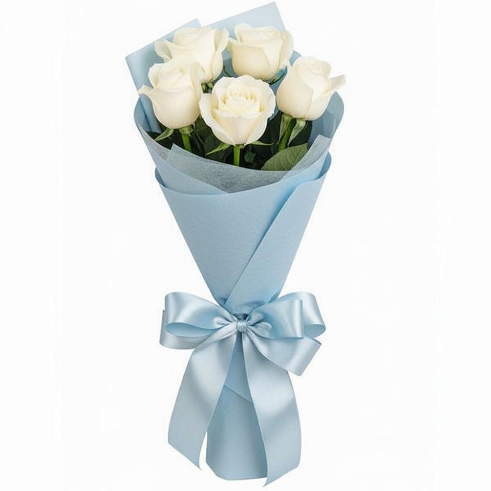Букет 5 Белых роз Проуд в Приобье