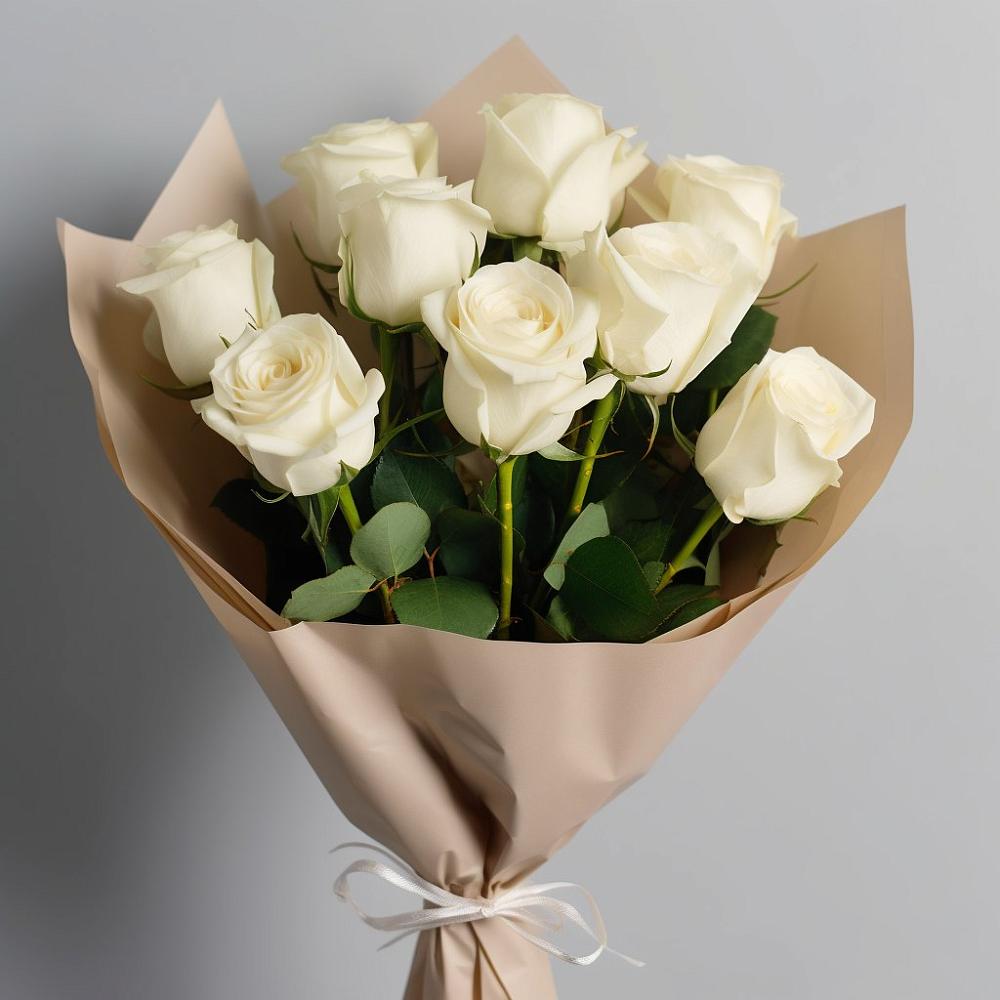 Букет 9 Белых роз Эдлесс Лав в Приобье