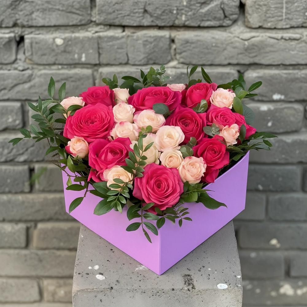 Цветочная композиция из Розы в коробке в Приобье