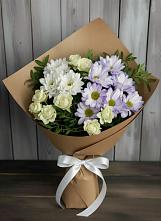 Букет цветов из:  Хризантемы и Розы в Приобье