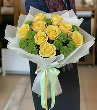 Букет цветов из:  Хризантемы и Розы в Приобье