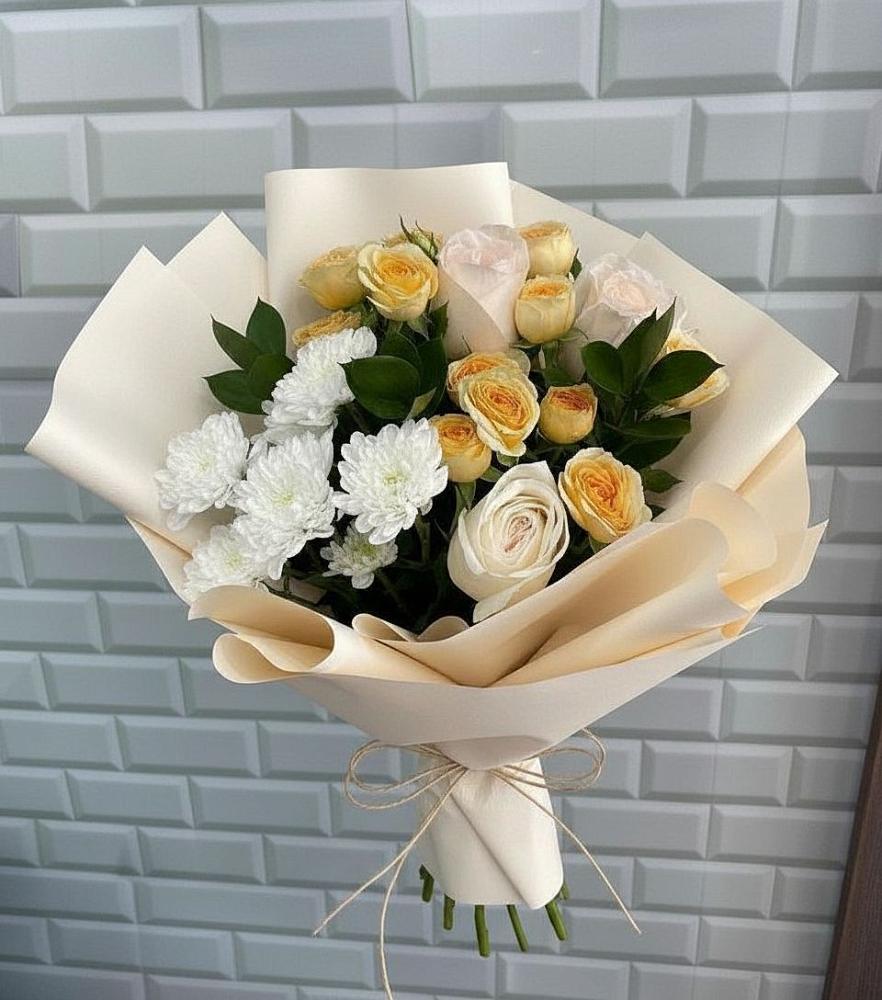 Букет цветов из: Розы и Хризантемы в Приобье