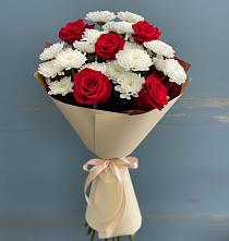 Букет цветов из:  Розы и Хризантемы в Приобье