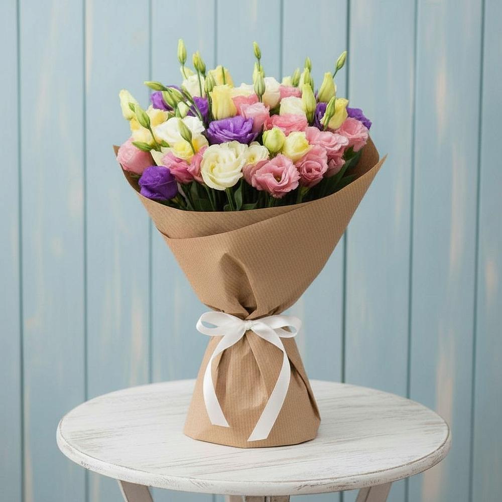 Букет цветов из: Лизиантусы в Приобье