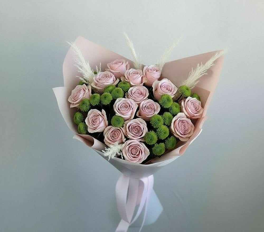 Букет цветов из: Розы и Хризантемы в Приобье