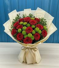 Букет цветов из:  Розы и Хризантемы в Приобье