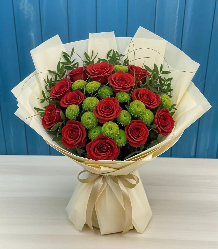 Букет цветов из: Розы и Хризантемы в Приобье